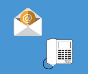 graphic showing an envelope and a telephone