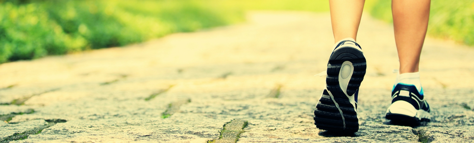 close up photo of a person's feet running along a path