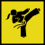Icon of a figure kicking one leg in the air in a karate pose.